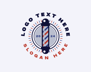 Barber Pole - Barber Grooming Haircut logo design