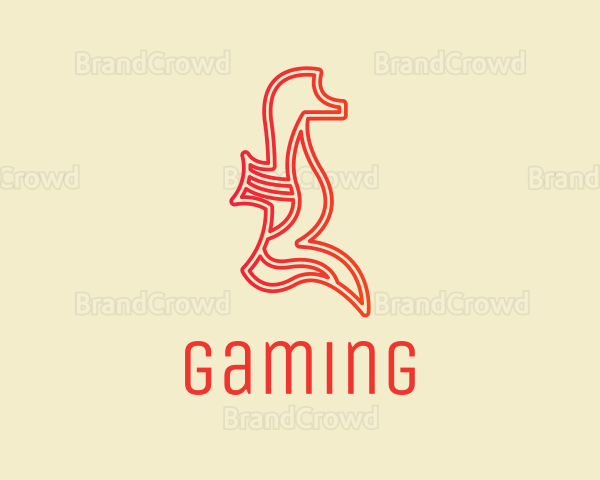 Red Seahorse Outline Logo