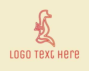 Aquatic - Red Seahorse Outline logo design