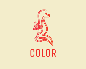 Animal - Red Seahorse Outline logo design