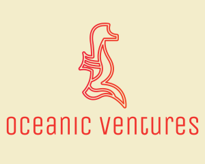 Red Seahorse Outline logo design