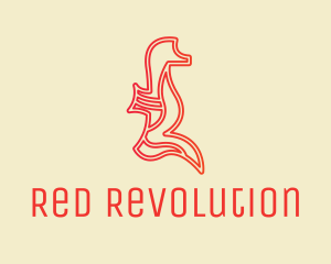 Red Seahorse Outline logo design