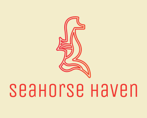 Red Seahorse Outline logo design
