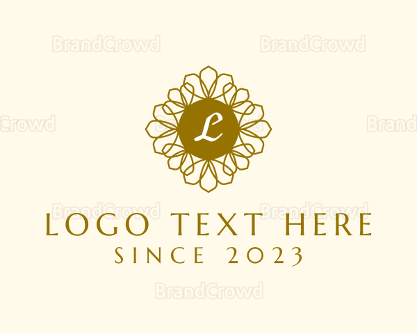 Organic Flower Wreath Leaf Logo