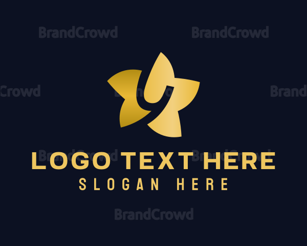 Gold Star Letter Y Logo