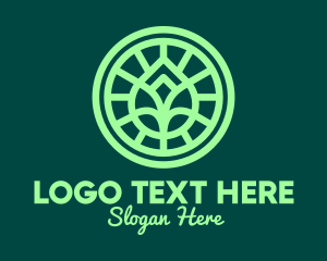 Organic Farm - Green Leaf Outline logo design