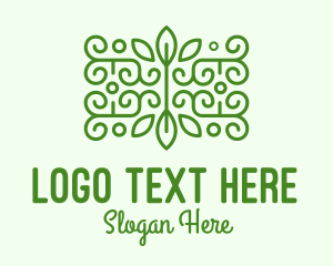 Line Art - Green Plant Decoration logo design