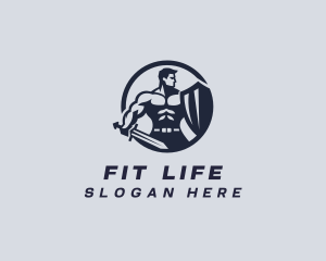 Warrior Swordsman Fitness logo design