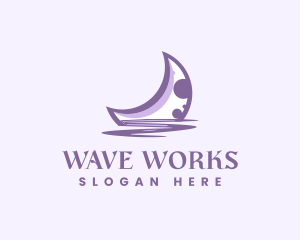 Wavy - Moon Water Reflection logo design