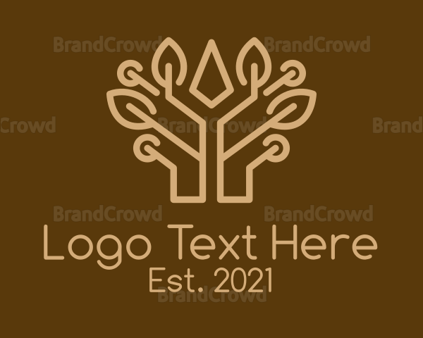 Brown Symmetrical Tree Logo