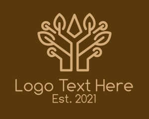 Vegan - Brown Symmetrical Tree logo design