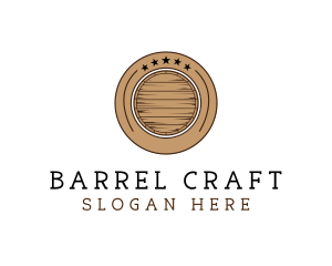 Barrel - Wooden Barrel Badge logo design