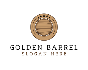 Whiskey - Wooden Barrel Badge logo design