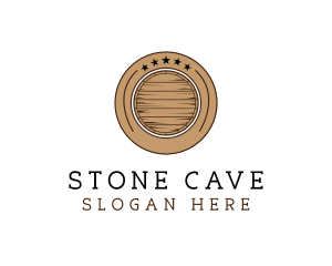 Cave - Wooden Barrel Badge logo design