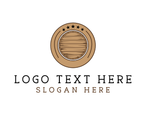 Pub - Wooden Barrel Badge logo design