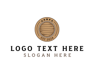 Barrel - Wooden Barrel Badge logo design