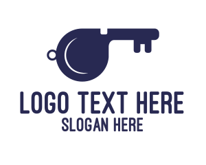 Lock And Key - Blue Whistle Key logo design