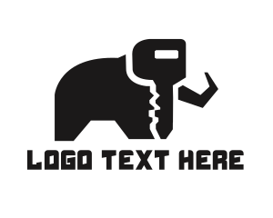 Locksmith - Black Key Elephant logo design
