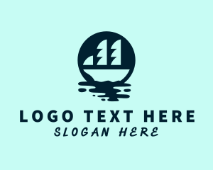 Sailboat - Ocean Water Galleon logo design