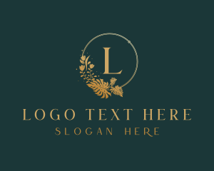 Gold - Floral Wreath Beauty logo design