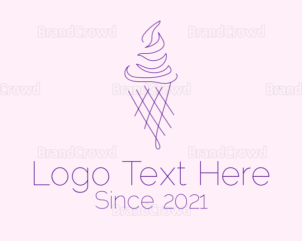 Purple Ice Cream Outline Logo