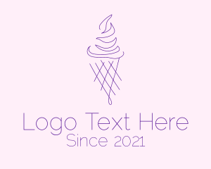 Creamery - Purple Ice Cream Outline logo design