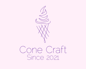 Cone - Purple Ice Cream Outline logo design