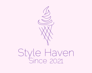 Purple Ice Cream Outline logo design