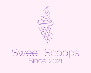 Ice Cream - Purple Ice Cream Outline logo design