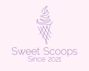 Gelato - Purple Ice Cream Outline logo design