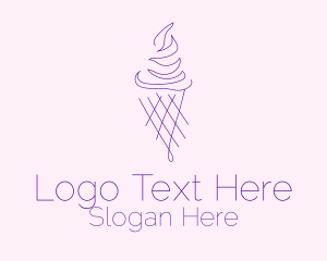 Purple Ice Cream Outline Logo