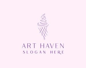 Purple Ice Cream Outline logo design