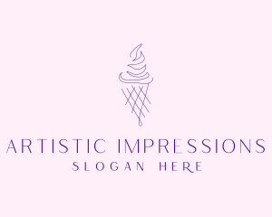 Purple Ice Cream Outline logo design