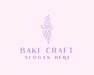 Purple Ice Cream Outline logo design