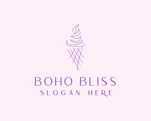 Purple Ice Cream Outline logo design