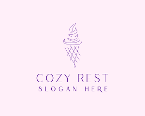 Purple Ice Cream Outline logo design