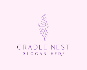 Purple Ice Cream Outline logo design