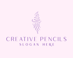 Purple Ice Cream Outline logo design