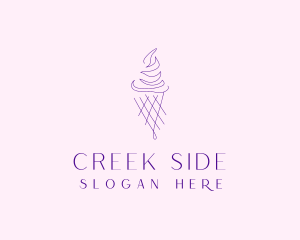 Purple Ice Cream Outline logo design