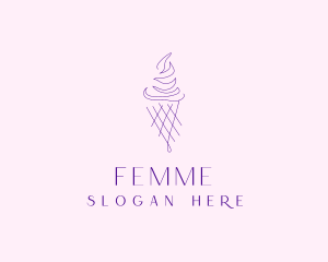 Purple Ice Cream Outline logo design