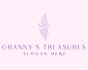 Purple Ice Cream Outline logo design