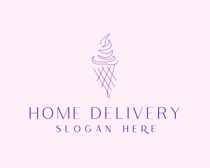 Purple Ice Cream Outline logo design