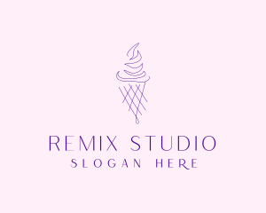 Purple Ice Cream Outline logo design