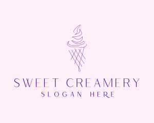 Creamery - Purple Ice Cream Outline logo design