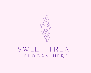 Sundae - Purple Ice Cream Outline logo design