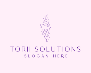 Purple Ice Cream Outline logo design