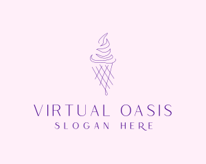 Purple Ice Cream Outline logo design