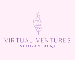 Purple Ice Cream Outline logo design