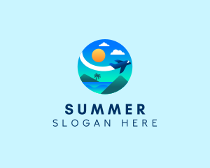 Plane Beach Summer Getaway logo design