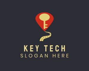 Road Key Location Pin logo design